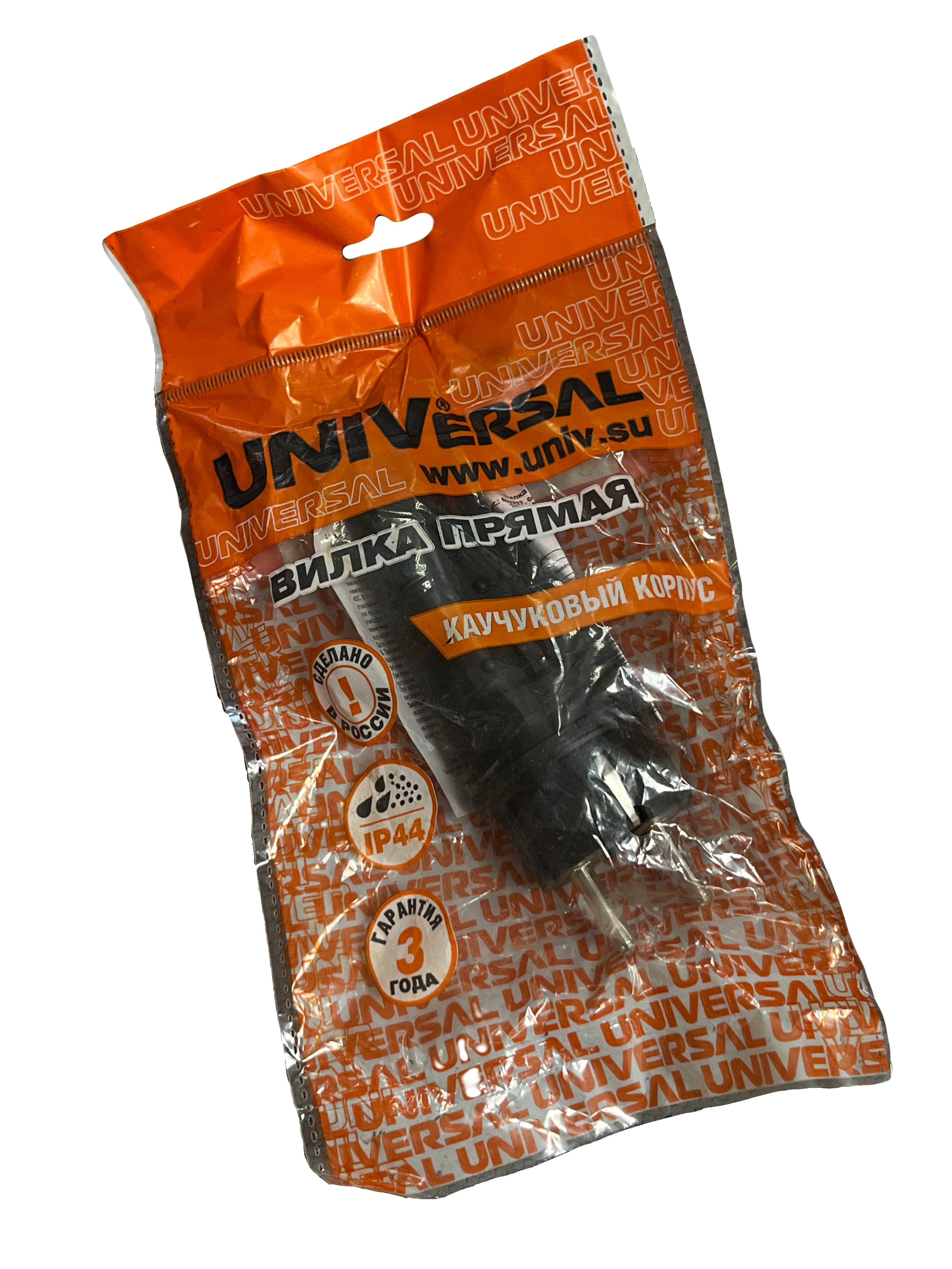 Вилка "UNIVersal" прямая с/з каучук IP44 16А 250B